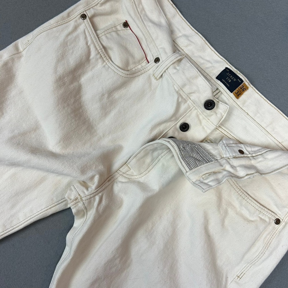 J.Crew 770 Straight Fit Selvedge Jeans Mens 36x34 White